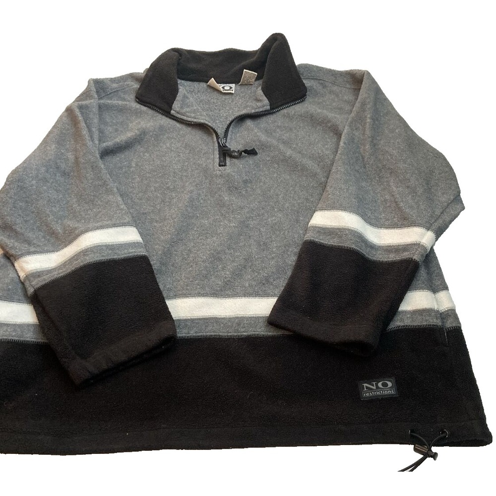 No Restrictions Mens XL‎ Quarter Zip Fleece vintage Pullover Grey Black